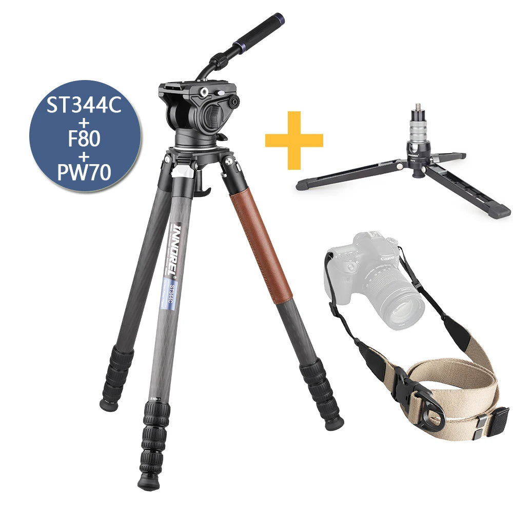 ST344C Professional Carbon Fiber Tripod Monopod With Ballhead Fluid Head For Digital Camera DSLR Max Load 35kg 75mm Bowl Adapter