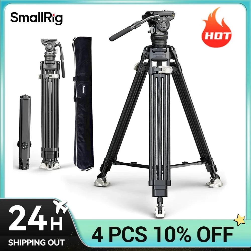 SmallRig AD-120 FreeBlazer Counterbalance Carbon Fiber Video Tripod Kit, 77" Video Tripod with 6-Step Counterbalance, Adjustable