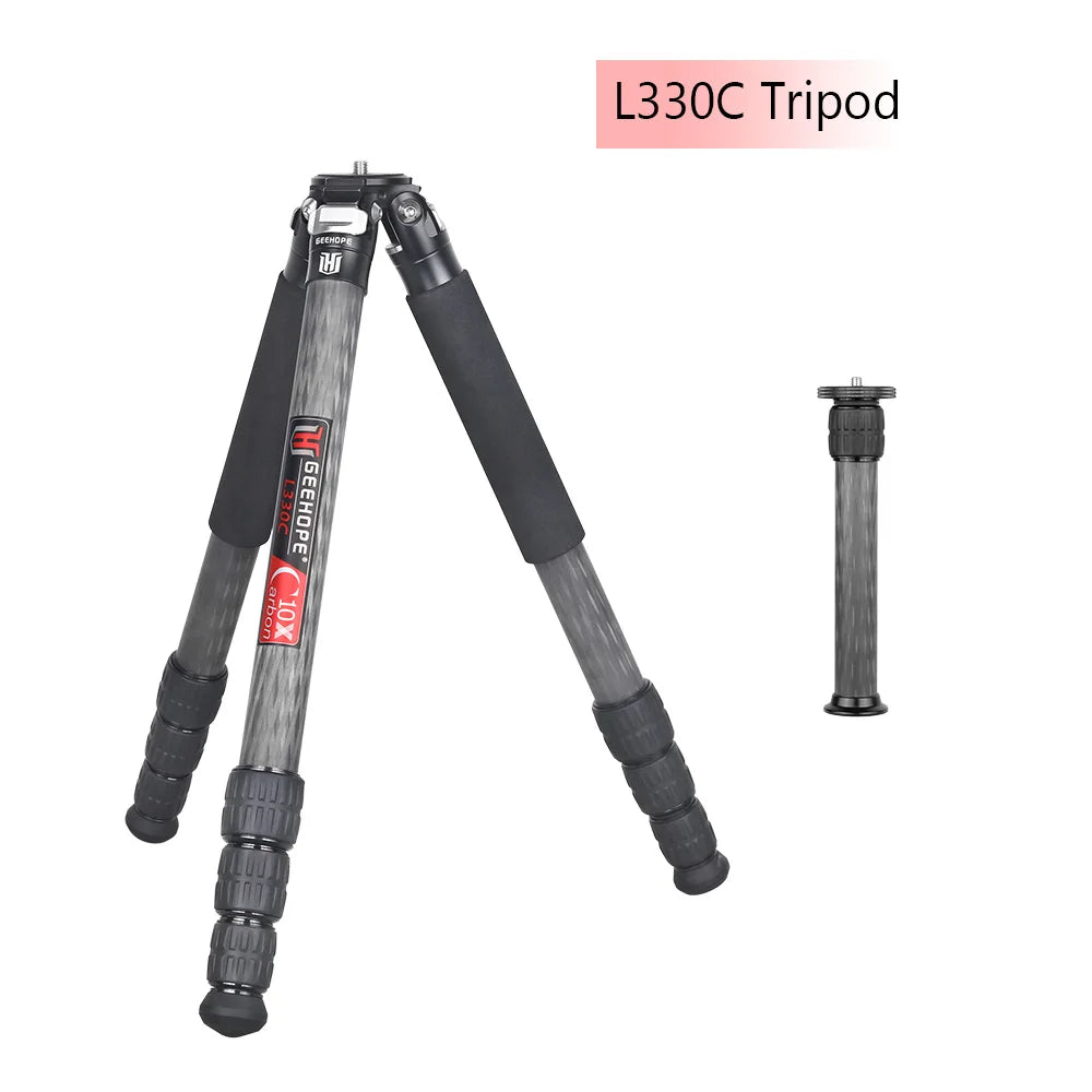 L220C/L330C Compact Carbon Fiber Travel Tripod Professional Camera Stand Load 20/25kg for DSLR Video Camcorder Add Center Colum