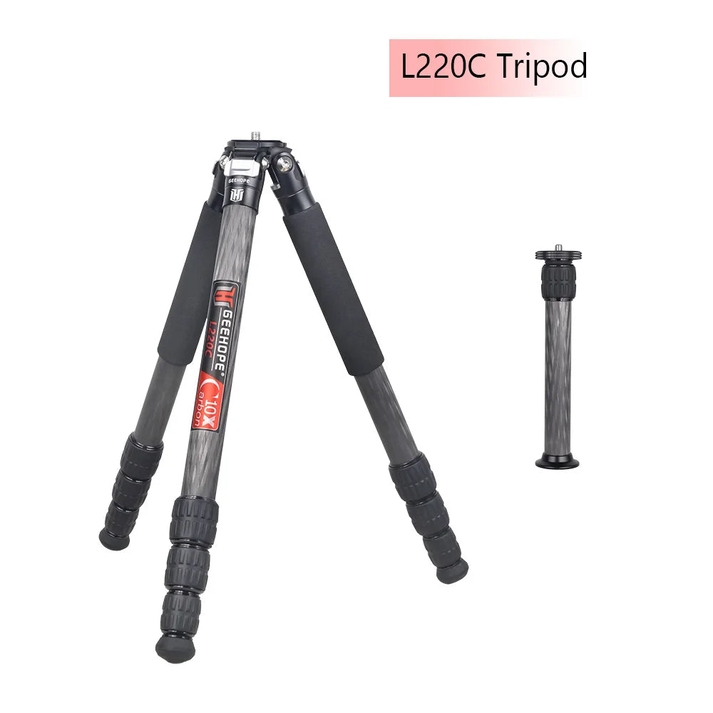 L220C/L330C Compact Carbon Fiber Travel Tripod Professional Camera Stand Load 20/25kg for DSLR Video Camcorder Add Center Colum