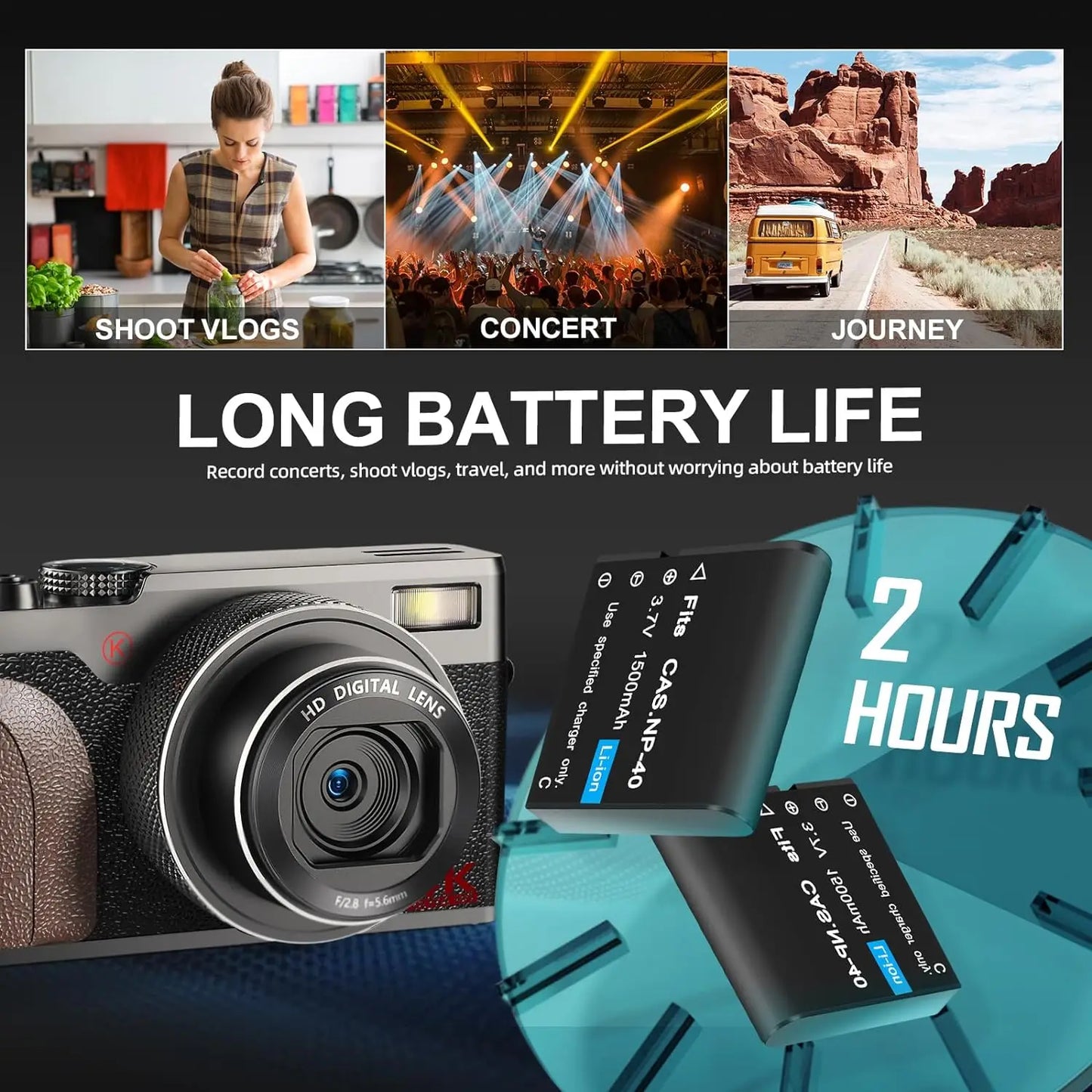 NBD Digital Camera 56MP Cameras for Photography 4K Camera 180°Flip Screen Digital Camera with 16X Digital Zoom Compact Camera