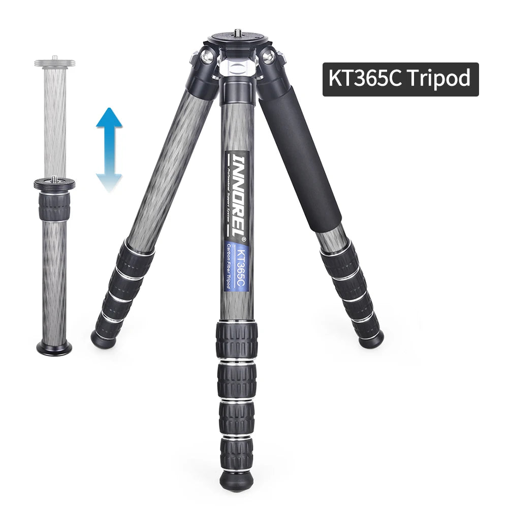 KT365C/KT405C 10 Layers Carbon Fiber Tripod for DSLR Camera 5 Sections Heavy Duty Stand Low Gravity Ballhead Short Center Column