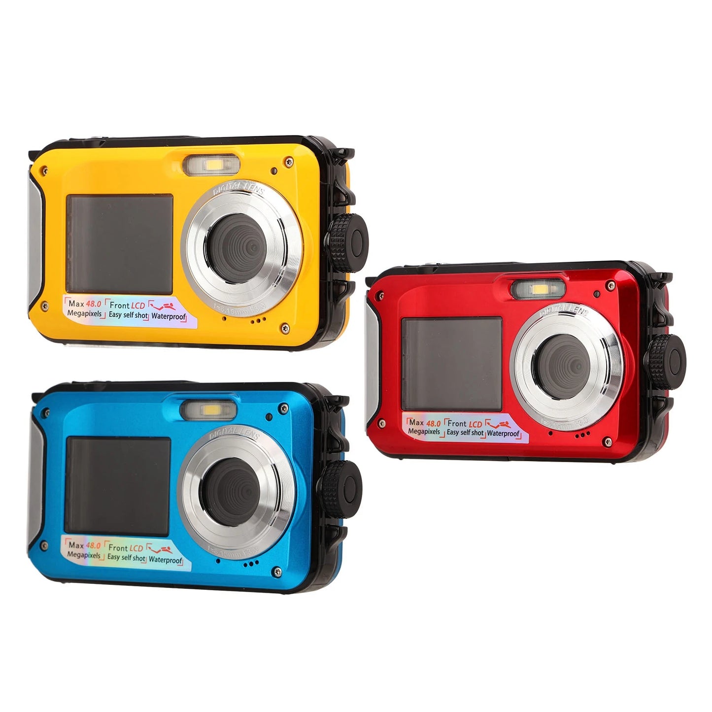 Full HD 2.7K 48MP 10ft Waterproof Underwater Digital Camera 16X Digital Zoom Front Rear Double Screens Water Resistant Camera