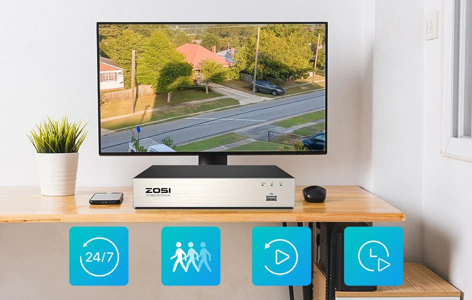 ZOSI 8CH 1080P CCTV System Outdoor 5MP Lite Video DVR with 2/4/6/8pcs 2MP Wired Security Cam Day/Night Video Surveillance System