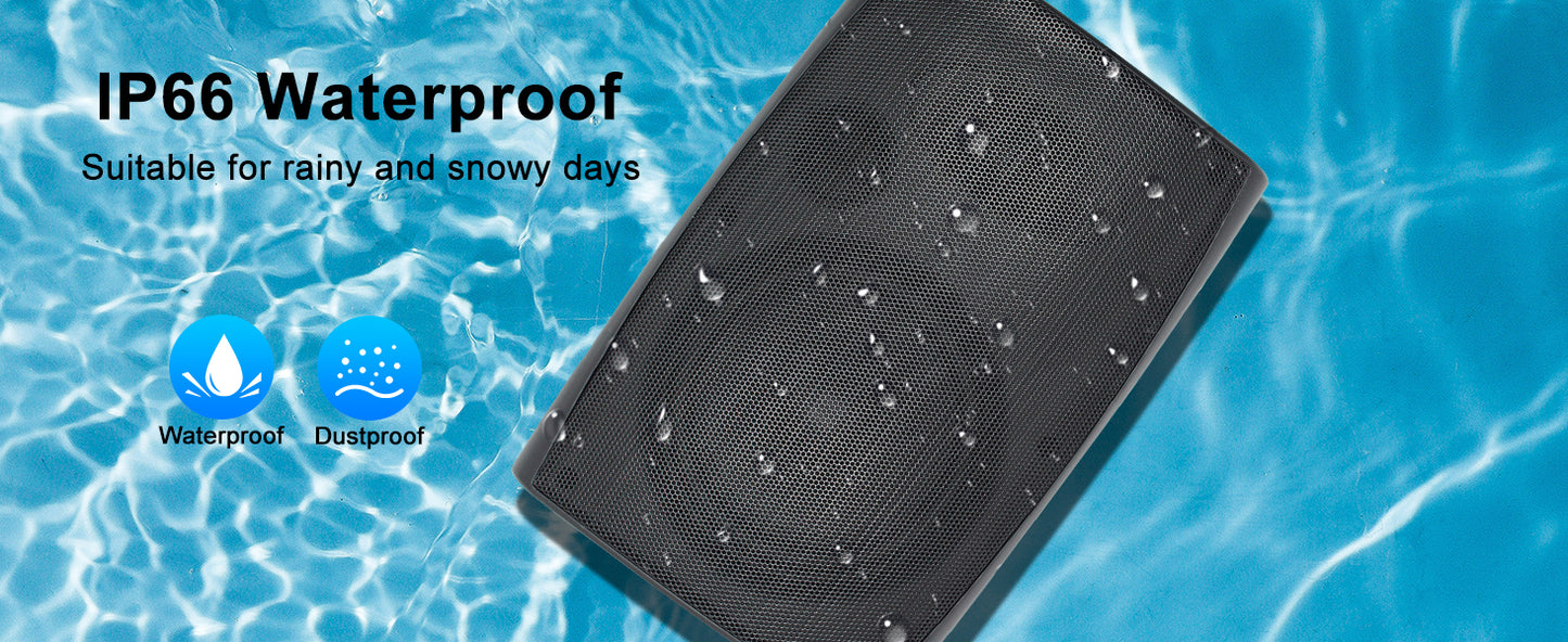 Herdio 6.5'' 400Watts Indoor Outdoor Bluetooth Speakers Waterproof Wired With Powerful Bass 2Way Wall Mount Speakers All-Weather