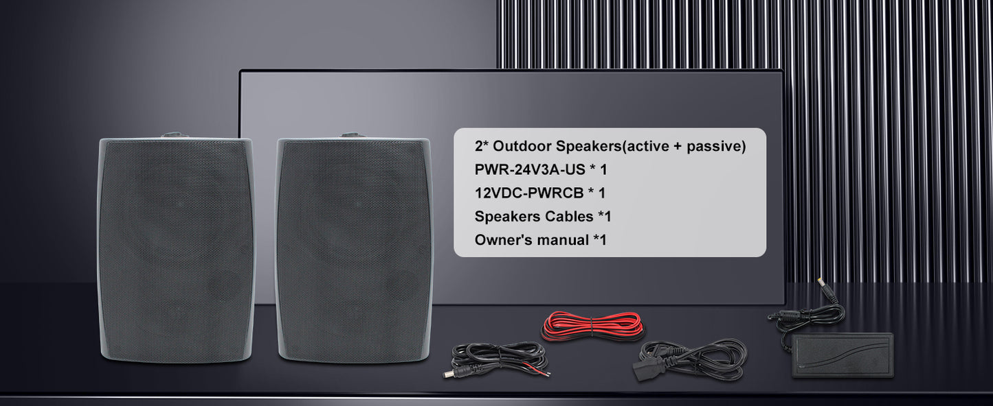 Herdio 6.5'' 400Watts Indoor Outdoor Bluetooth Speakers Waterproof Wired With Powerful Bass 2Way Wall Mount Speakers All-Weather