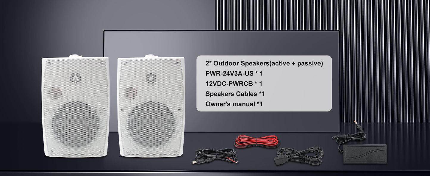 Herdio 6.5'' 400Watts Indoor Outdoor Bluetooth Speakers Waterproof Wired With Powerful Bass 2Way Wall Mount Speakers All-Weather