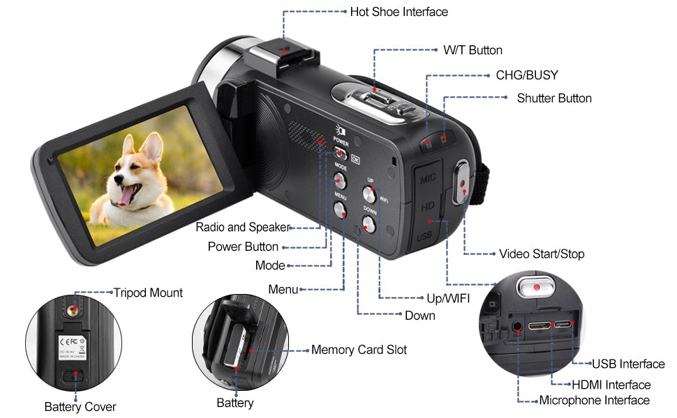 4k Video Camera Camcorder with 18X Digital Zoom,48MP Vlogging Camera for YouTube,3.0-inch IPS 270° Rotating Touchscreen,Micropho