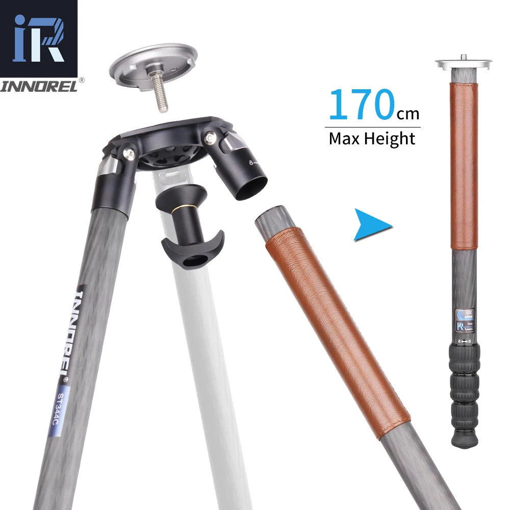 ST344C Professional Carbon Fiber Tripod Monopod With Ballhead Fluid Head For Digital Camera DSLR Max Load 35kg 75mm Bowl Adapter