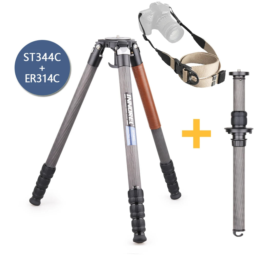 ST344C Professional Carbon Fiber Tripod Monopod With Ballhead Fluid Head For Digital Camera DSLR Max Load 35kg 75mm Bowl Adapter