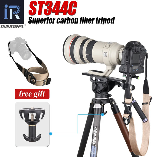 ST344C Professional Carbon Fiber Tripod Monopod With Ballhead Fluid Head For Digital Camera DSLR Max Load 35kg 75mm Bowl Adapter