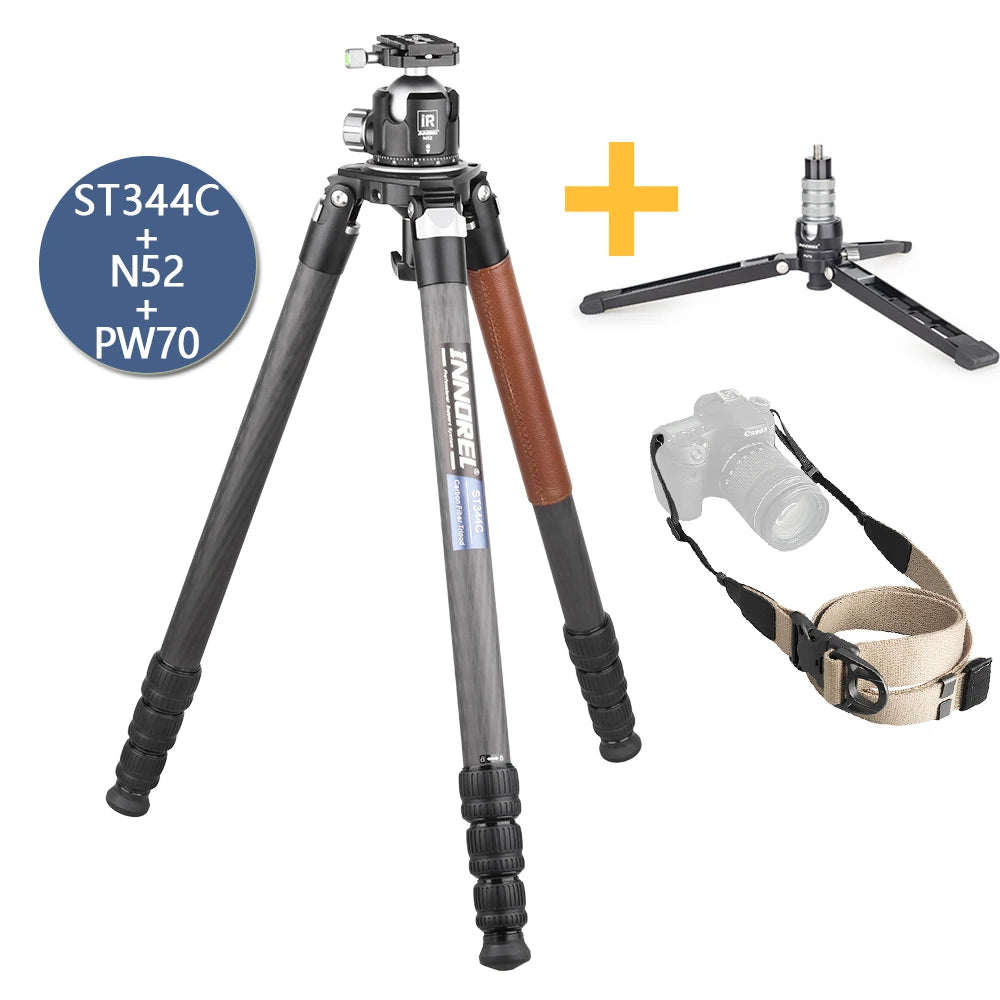 ST344C Professional Carbon Fiber Tripod Monopod With Ballhead Fluid Head For Digital Camera DSLR Max Load 35kg 75mm Bowl Adapter