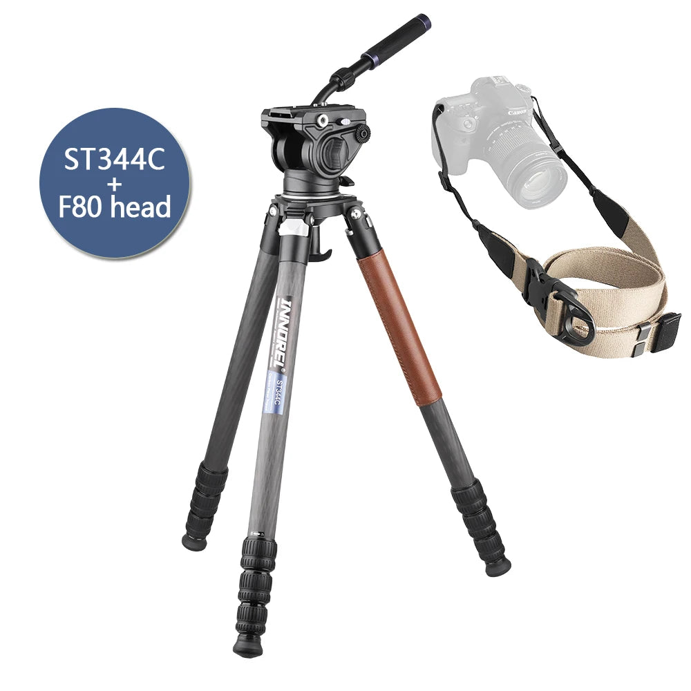 ST344C Professional Carbon Fiber Tripod Monopod With Ballhead Fluid Head For Digital Camera DSLR Max Load 35kg 75mm Bowl Adapter