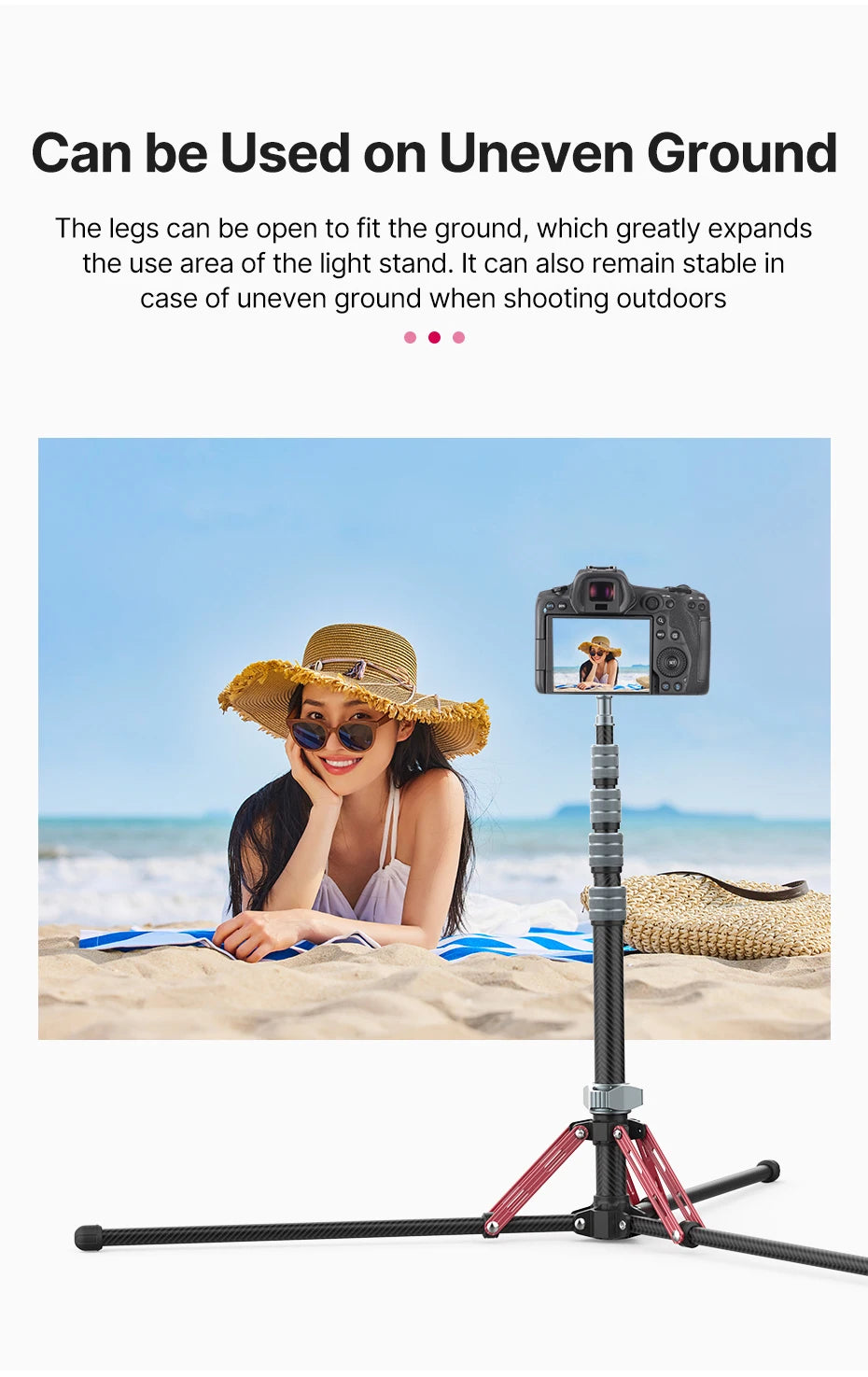 Ulanzi MT-49 1.9M Carbon Fiber Lighting Stand Portable Tripod Photography Light Stand for LED Light Flash Softbox Travel Monopod