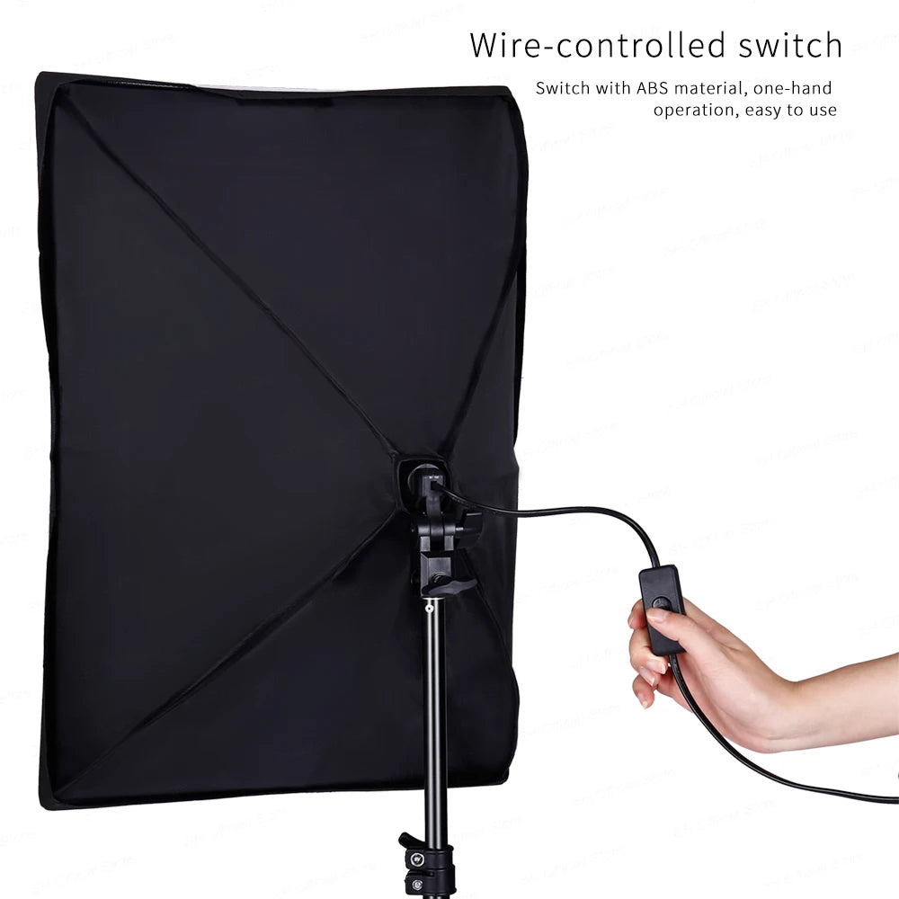 Photography 50x70CM Softbox Lighting Kits Professional Light System With E27 Photographic Bulbs Photo Studio Equipment