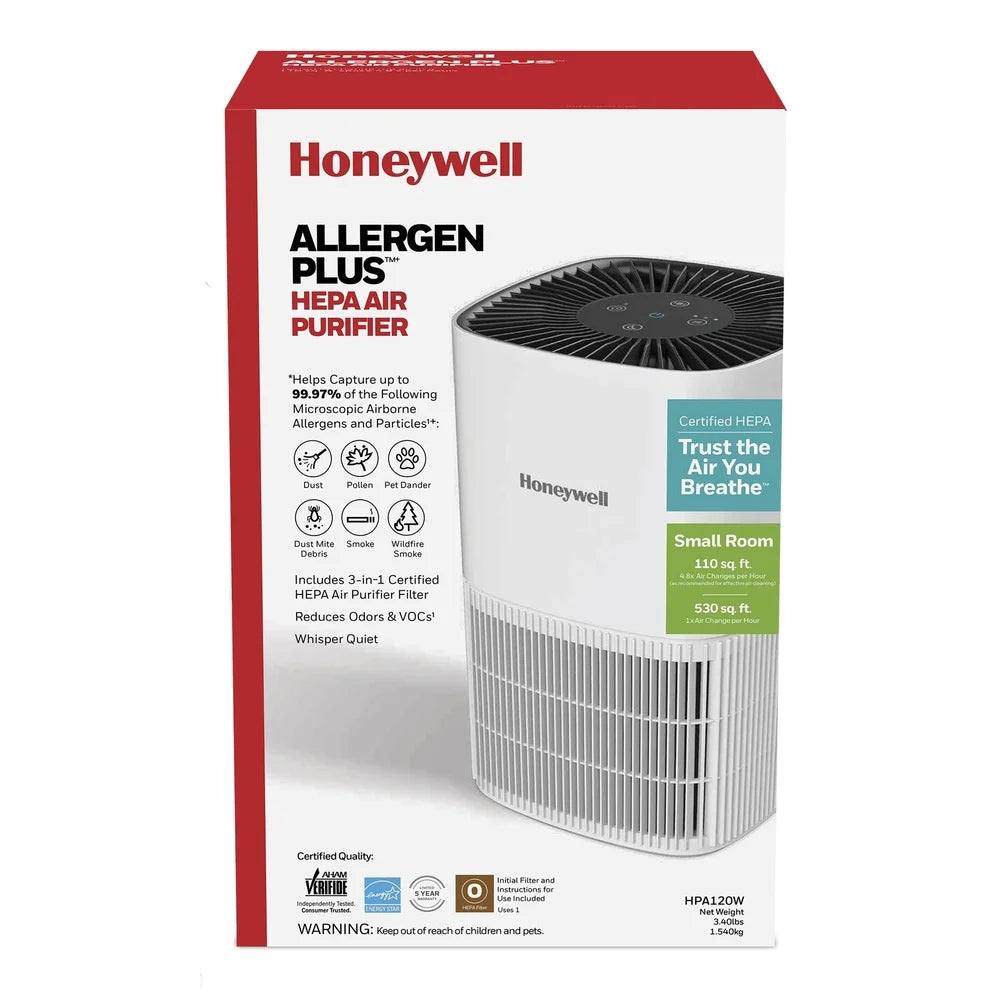 Air Purifier HEPA Filter Compact Bedroom Smoke Pollen Dust Allergens Odor Reducer with Timer Indicator Quiet Operation