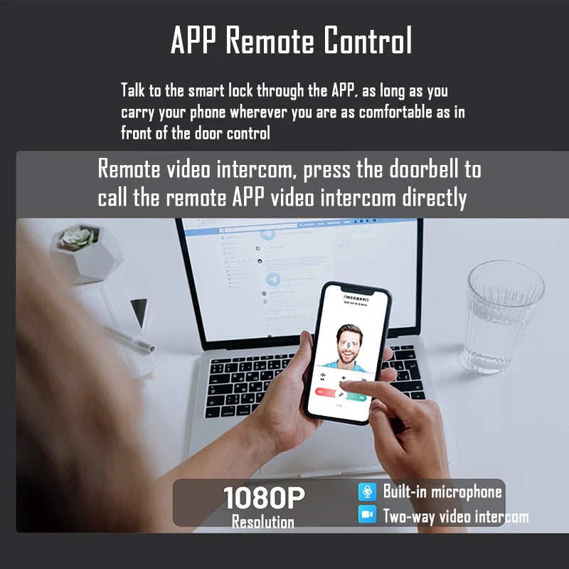 APP Face Recognition Smart Door Lock With Camera Video Call Voice Intercom Digital Door Lock Automatic Door Lock