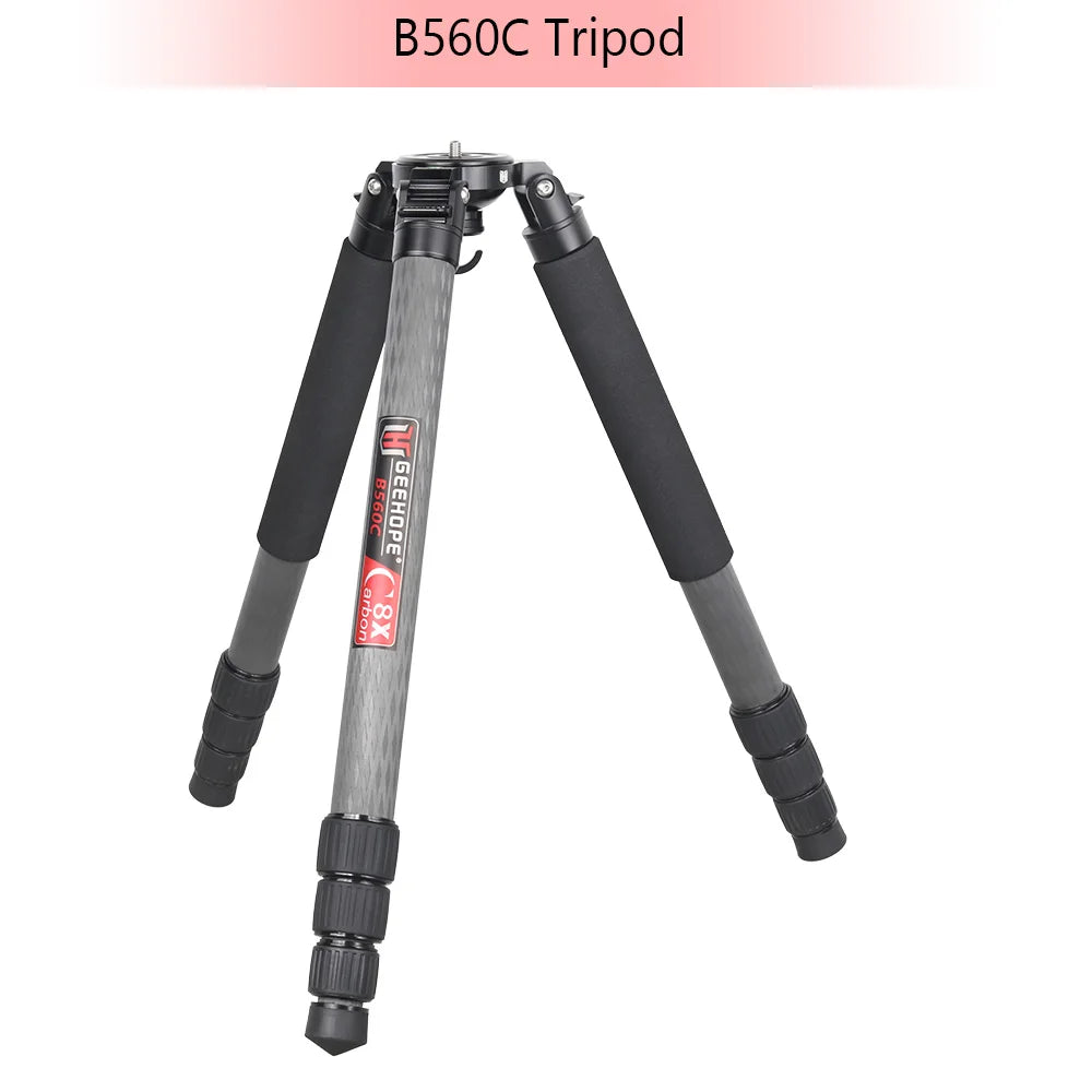 B560C Carbon Fiber Tripod 40mm Tube Professional Heavy Duty Tripod 30kg Load Bowl Tripod for DSLR Camera Shooting Birdwatching