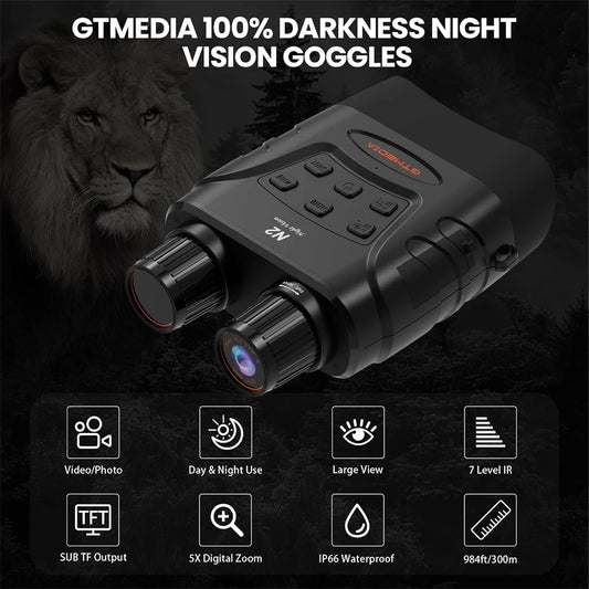 GTGUARD N2 Night Vision Binoculars 300M 5X Full Dark IR Telescope Photo Video Record Camera Digital Infrared Night Vision Device