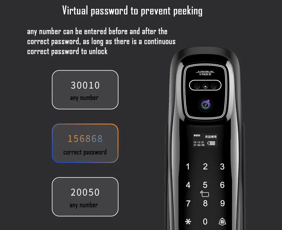 Wifi Tuya APP Face Recognition Smart Door Lock With Camera Video Call Voice Intercom Digital Door Lock Automatic Door Lock