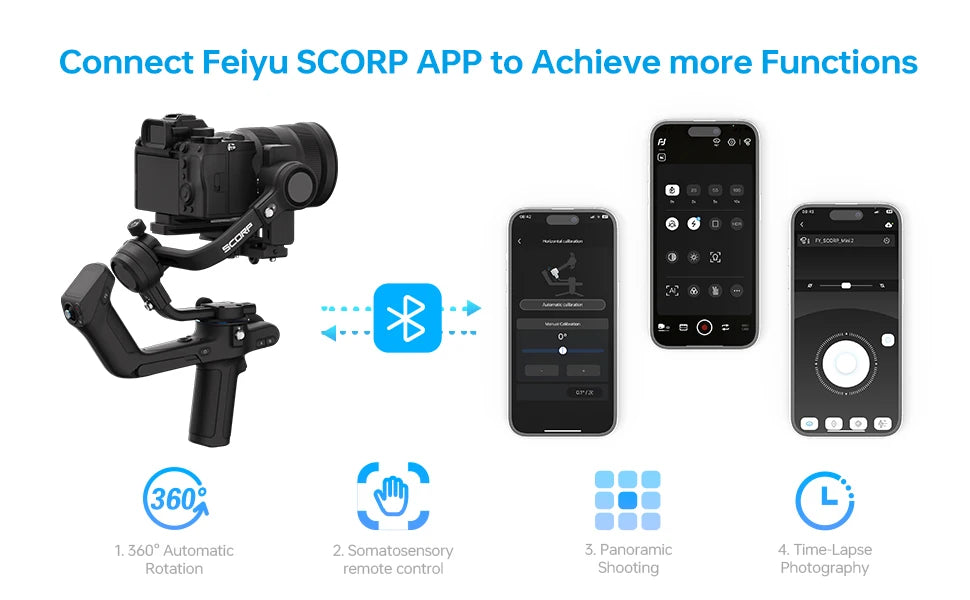 FeiyuTech SCORP 2 Camera Gimbal Stabiliser Touchscreen Built-in AI Tracker for Mirrorless DSLR Camera scorp Upgraded