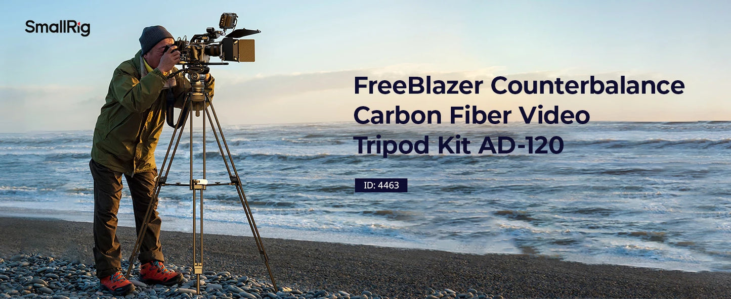 SmallRig AD-120 FreeBlazer Counterbalance Carbon Fiber Video Tripod Kit, 77" Video Tripod with 6-Step Counterbalance, Adjustable
