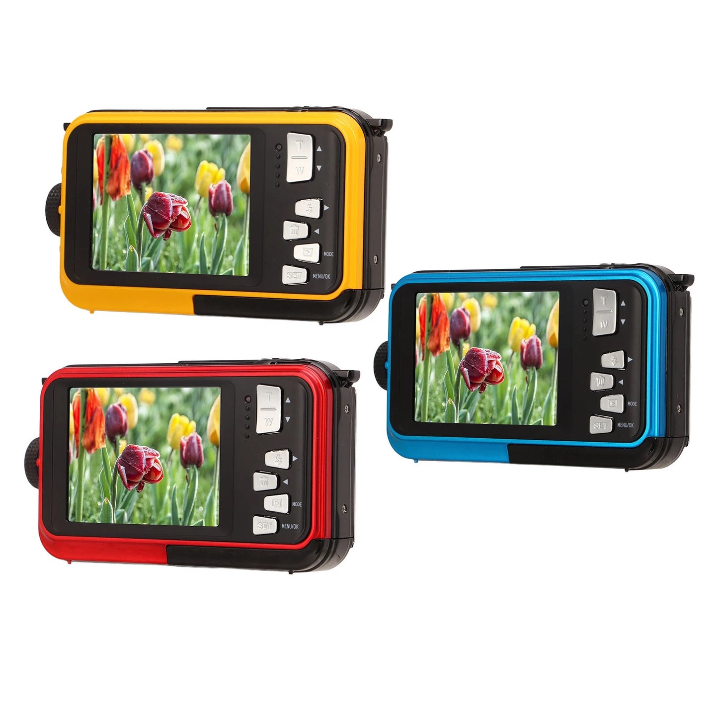 Full HD 2.7K 48MP 10ft Waterproof Underwater Digital Camera 16X Digital Zoom Front Rear Double Screens Water Resistant Camera