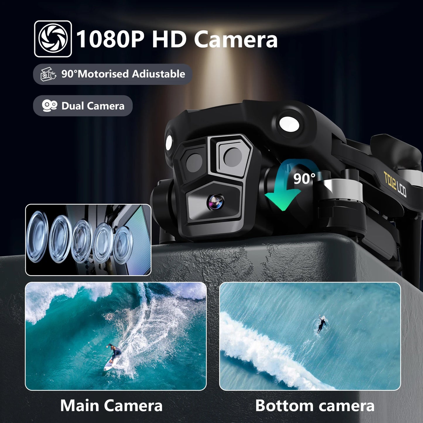 TD12LCD with Motor Brushless Drones with LCD Screen RC Optical Flow Positioning Quadcopter for Beginners