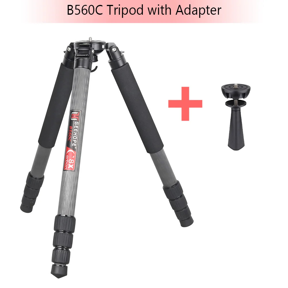 B560C Carbon Fiber Tripod 40mm Tube Professional Heavy Duty Tripod 30kg Load Bowl Tripod for DSLR Camera Shooting Birdwatching