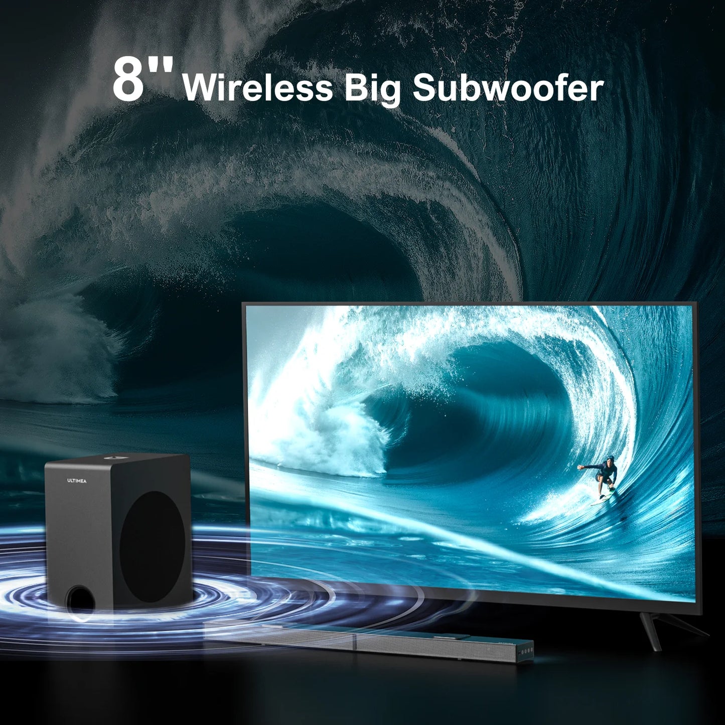 ULTIMEA 5.1.2 Sound Bar for Smart TV with Dolby Atmos, 8" Wireless Subwoofer, 4K HDR Pass-through, HDMI IN/eARC, 520W Peak Power
