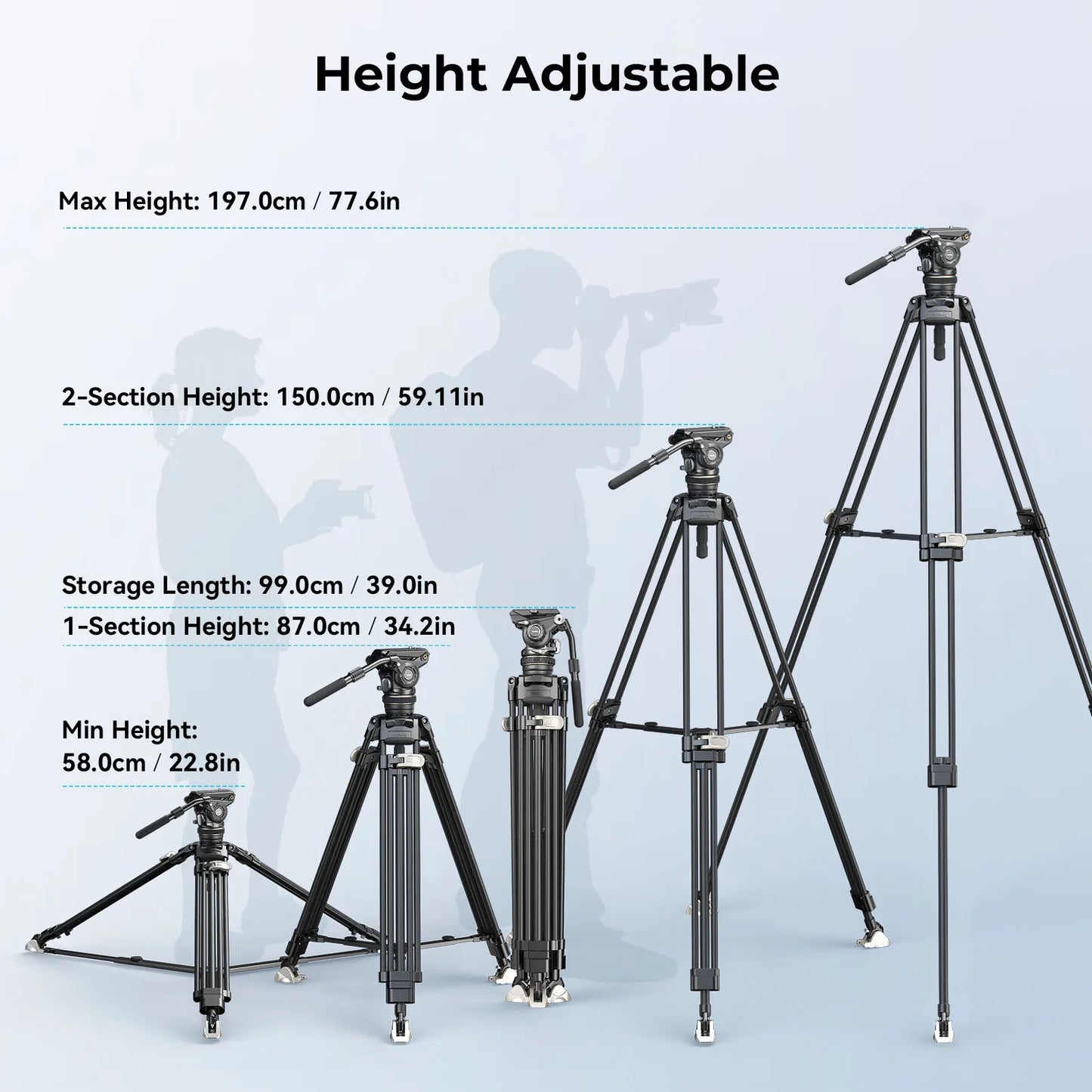 SmallRig AD-120 FreeBlazer Counterbalance Carbon Fiber Video Tripod Kit, 77" Video Tripod with 6-Step Counterbalance, Adjustable
