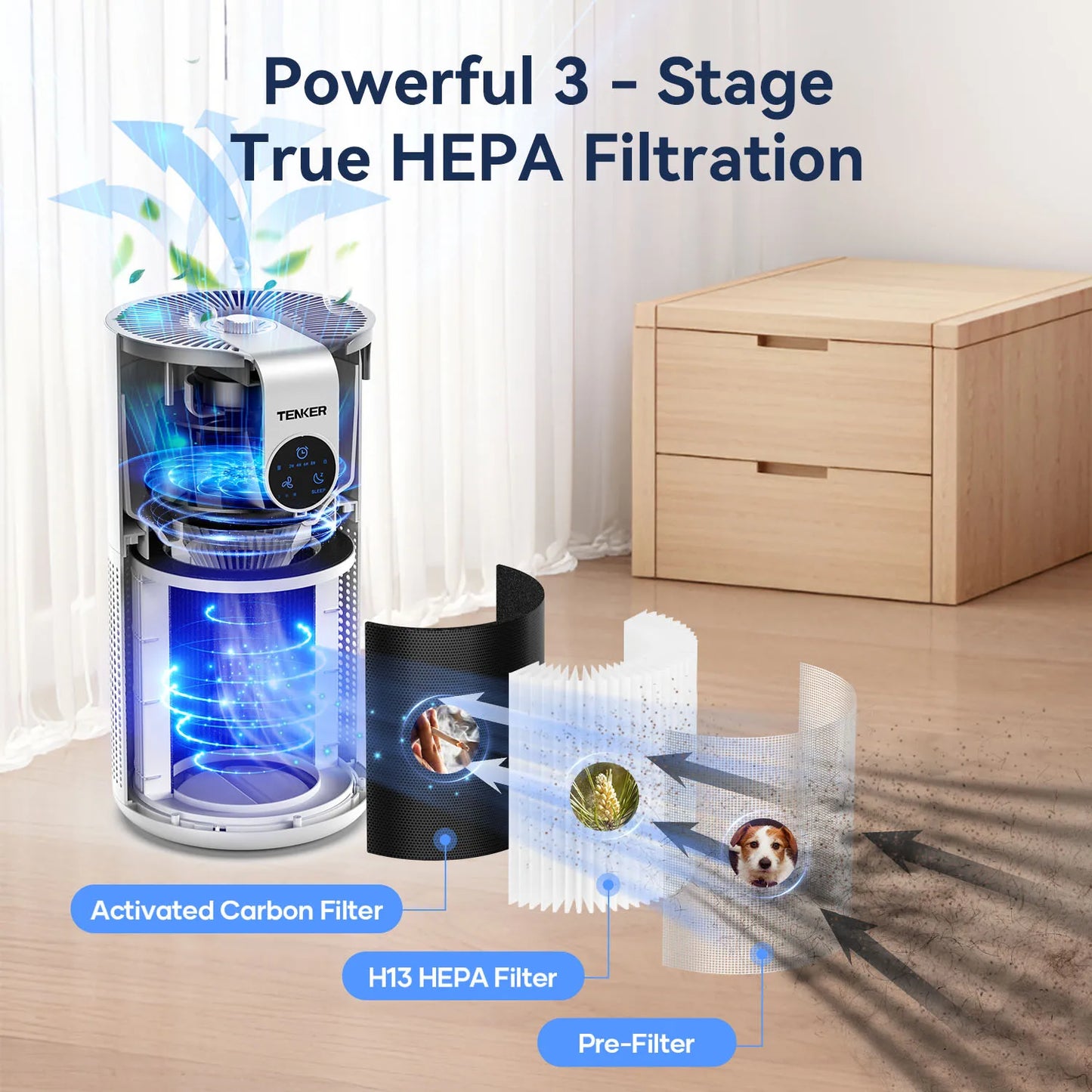 Air Purifier for Home Large Rooms Up to 1500ft² with Aromatherapy, HEPA Air Purifier for Allergies, Air Quality Monitor