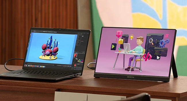 ARZOPA 16.1'' 100% sRGB Portable Monitor 1080P Second Monitor External Screen for MAC Laptop PC Xbox/PS/Switch,Z1C