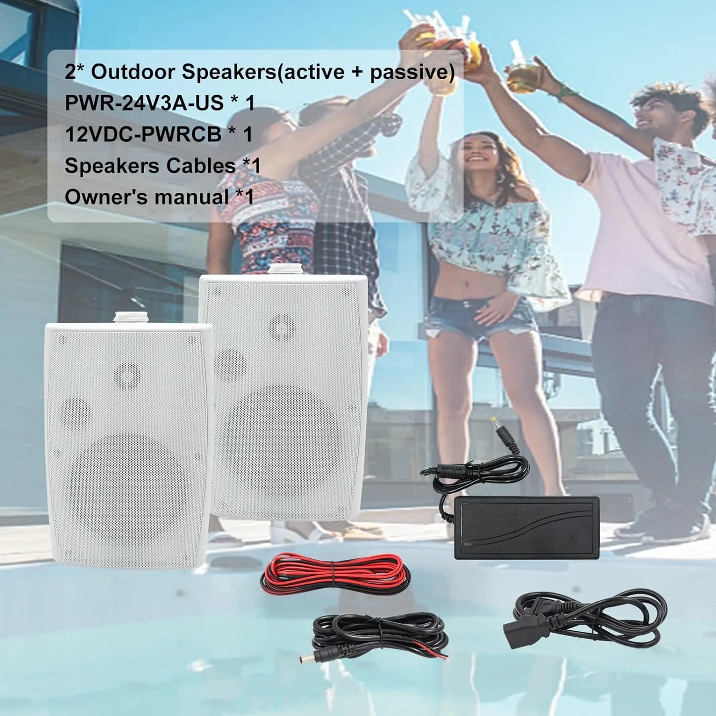 Herdio 6.5'' 400Watts Indoor Outdoor Bluetooth Speakers Waterproof Wired With Powerful Bass 2Way Wall Mount Speakers All-Weather