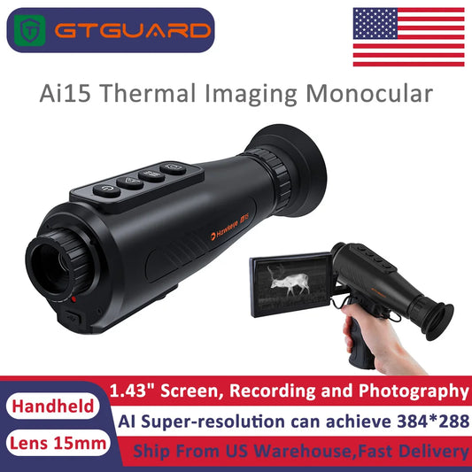 Thermal Imaging Monocular Infrared Night Vision Scope GTGUARD Hawkeye Ai15 Handheld AI Super-resolution Waterproof Telescope