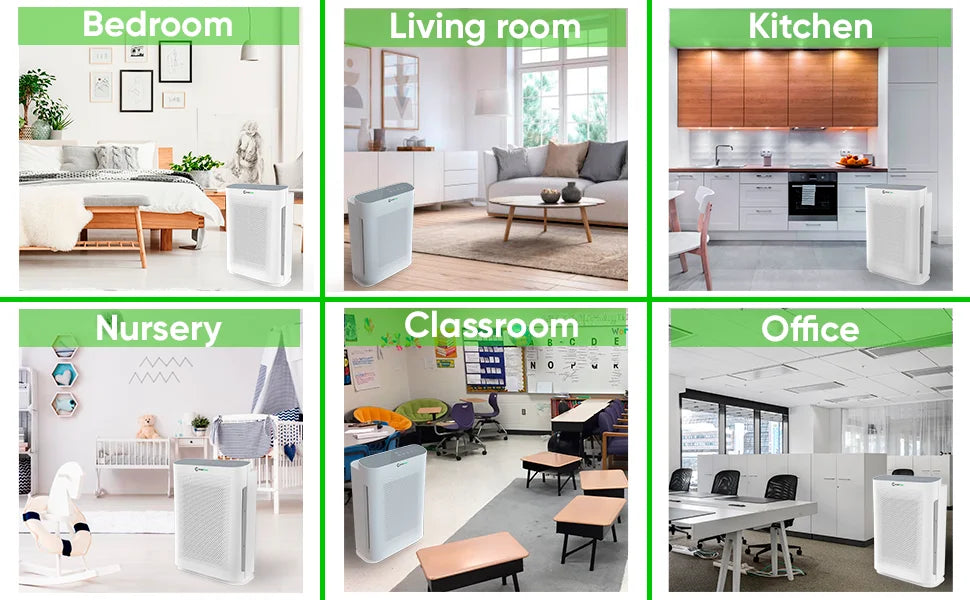 Air Purifier, 4-in-1 H13 True HEPA Filter/Ionizer/Carbon + UV Light, Portable Air Purifiers for Large Room - InvisiClean Aura II