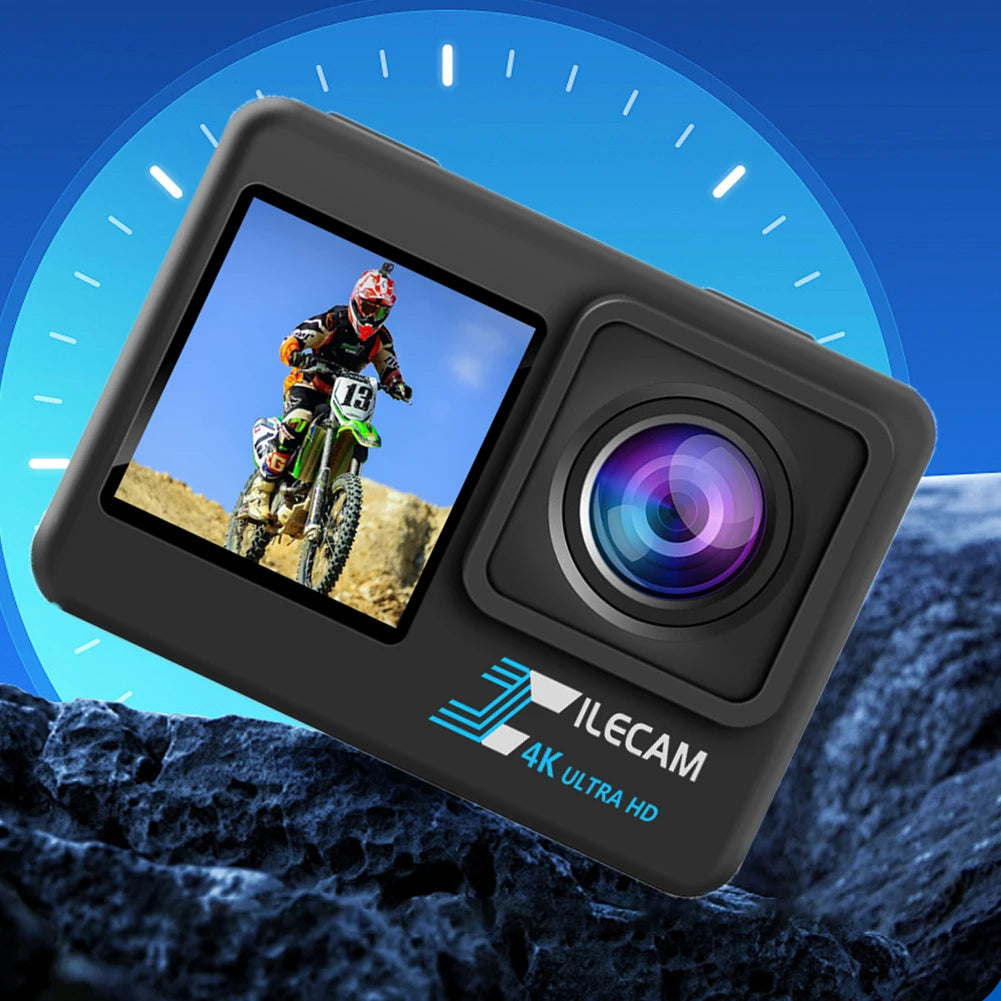 4K UHD Outdoor Sport Cam 1080P 30FPS 2.0 Inch IPS Screen Bicycle Video Recording Camera Anti-Shake Video Camera 120 Wide Angle