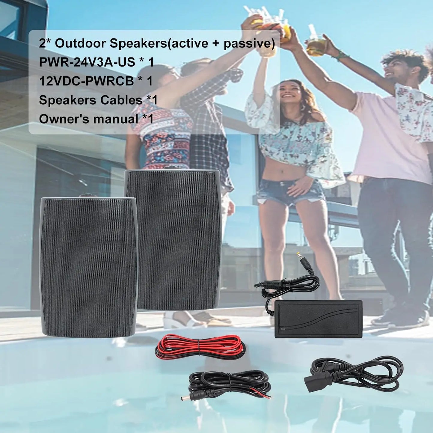 Herdio 6.5'' 400Watts Indoor Outdoor Bluetooth Speakers Waterproof Wired With Powerful Bass 2Way Wall Mount Speakers All-Weather