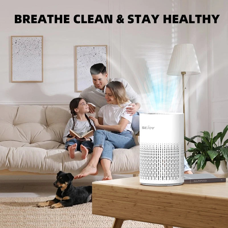 Sejoy Air Purifier H13 True HEPA Filter for Home Allergies and Pets Hair, Smokers in Bedroom with RGB Night Light