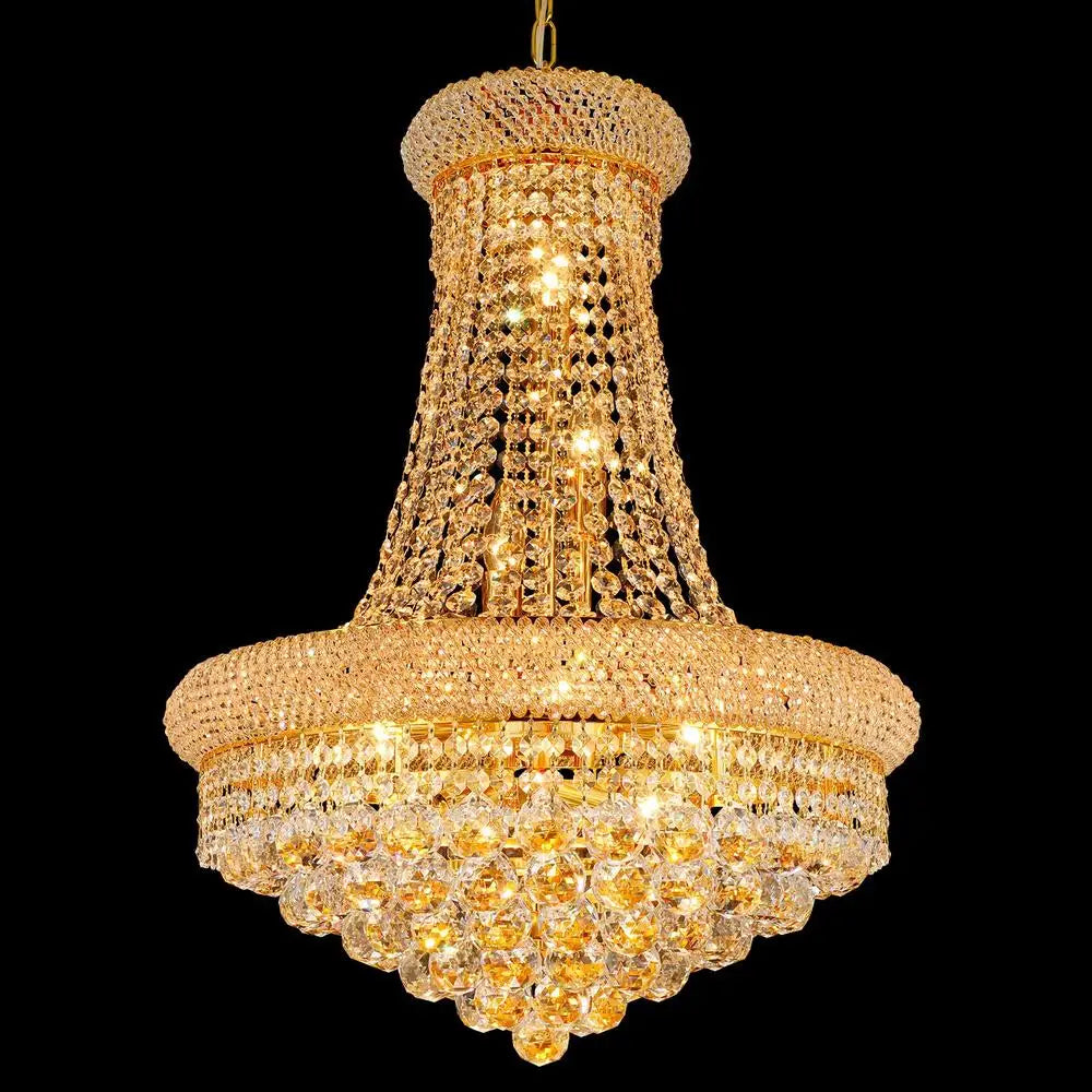 Luxury Empire Crystal Chandelier 12 Lights Entryway Dining Room Fixture Gold Lighting