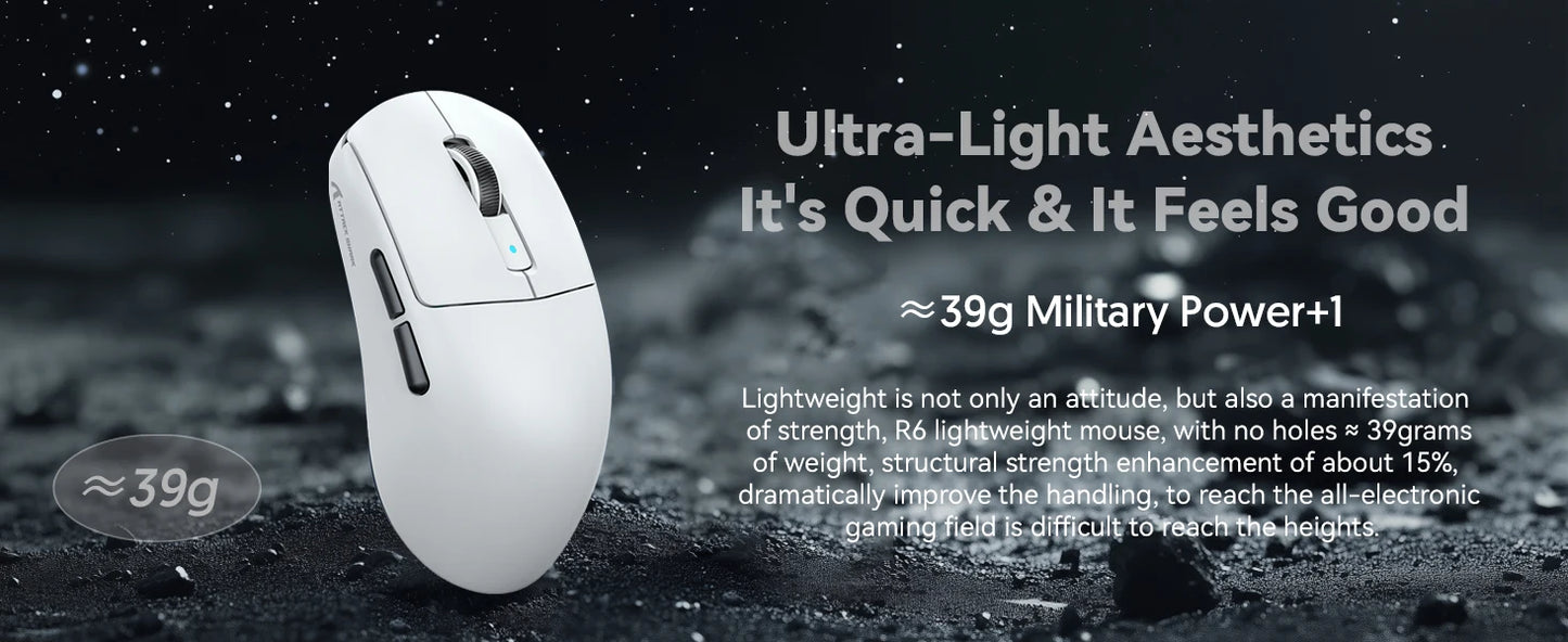 Attack Shark R6 Lightweight Wireless Gaming Mouse, PAW 3950Max Sensor Computer Mouse with Nordic 52480, 8KHz Polling