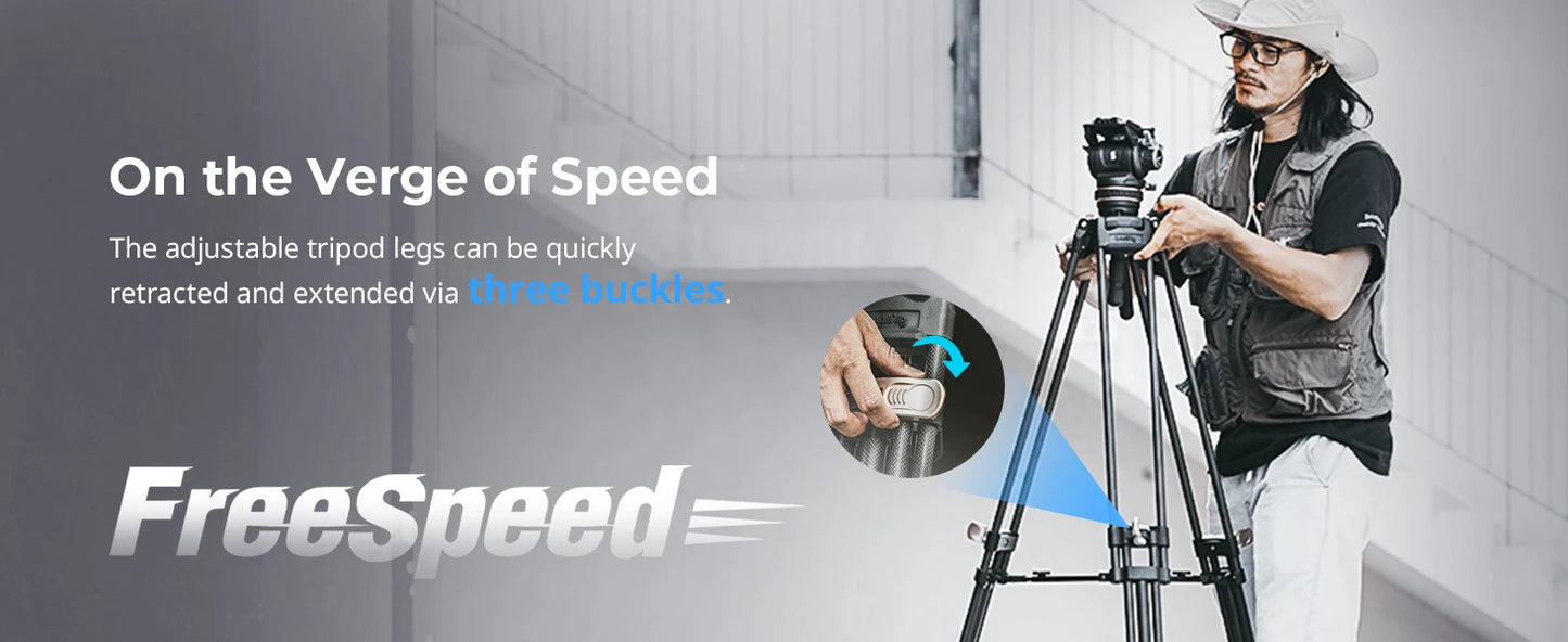 SmallRig AD-120 FreeBlazer Counterbalance Carbon Fiber Video Tripod Kit, 77" Video Tripod with 6-Step Counterbalance, Adjustable