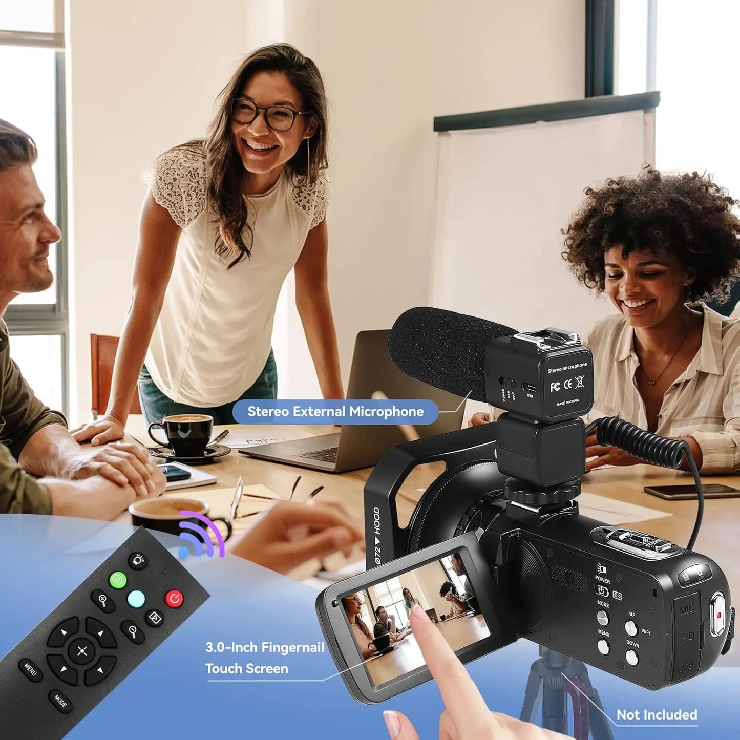 4k Video Camera Camcorder with 18X Digital Zoom,48MP Vlogging Camera for YouTube,3.0-inch IPS 270° Rotating Touchscreen,Micropho
