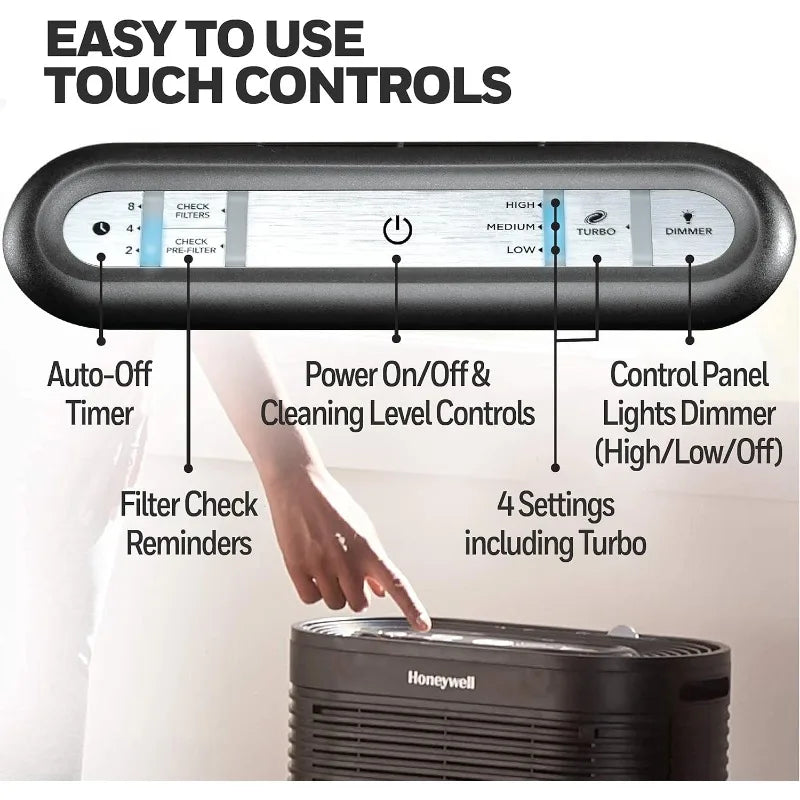 Honeywell AllergenPlus HEPA Air Purifier, Airborne Allergen Reducer for Large Rooms, Reduces Smoke,Wildfire Smoke,Pollen, HPA200