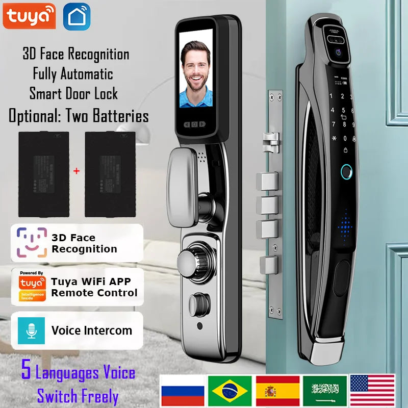 APP Face Recognition Smart Door Lock With Camera Video Call Voice Intercom Digital Door Lock Automatic Door Lock