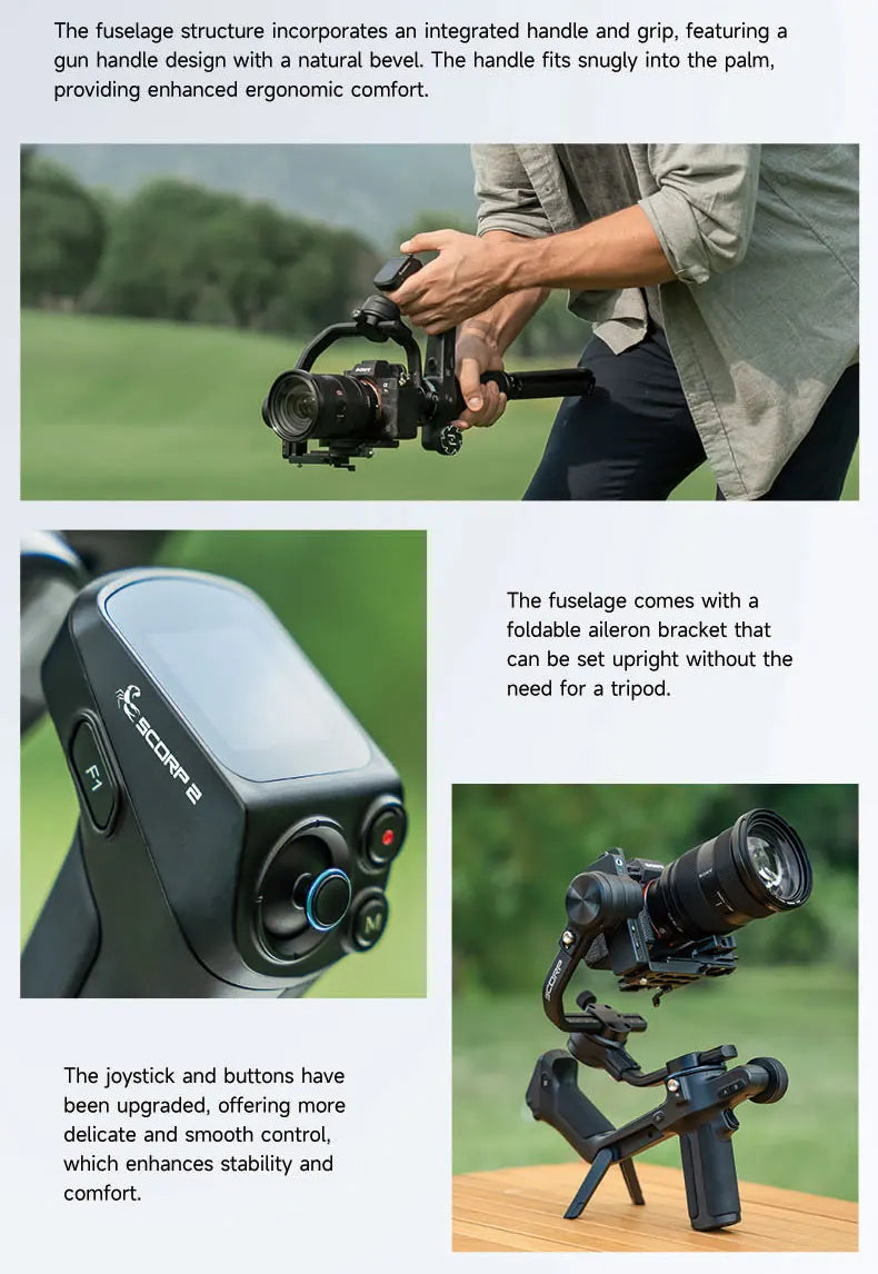 FeiyuTech SCORP 2 Camera Gimbal Stabiliser Touchscreen Built-in AI Tracker for Mirrorless DSLR Camera scorp Upgraded