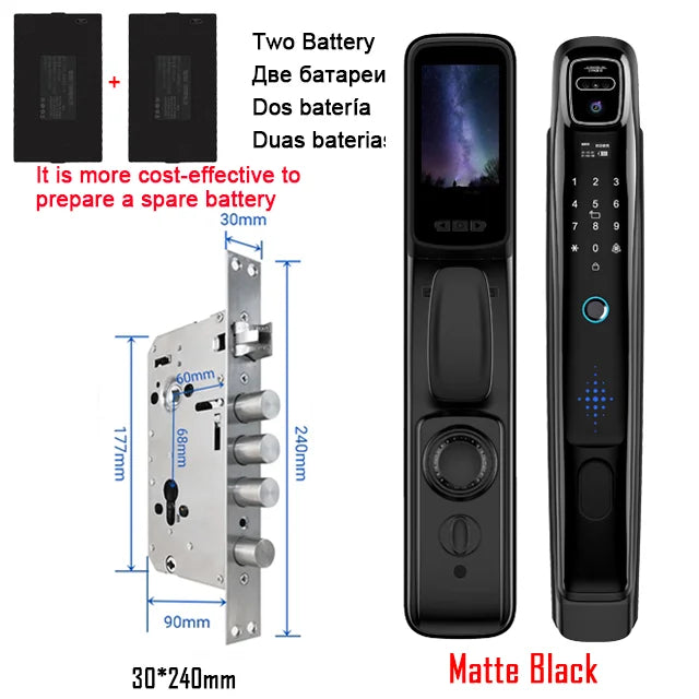 Wifi Tuya APP Face Recognition Smart Door Lock With Camera Video Call Voice Intercom Digital Door Lock Automatic Door Lock