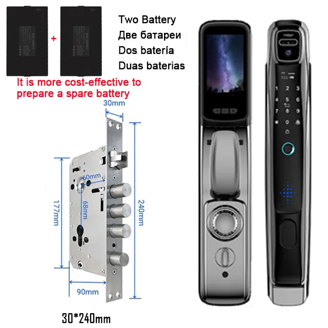 APP Face Recognition Smart Door Lock With Camera Video Call Voice Intercom Digital Door Lock Automatic Door Lock