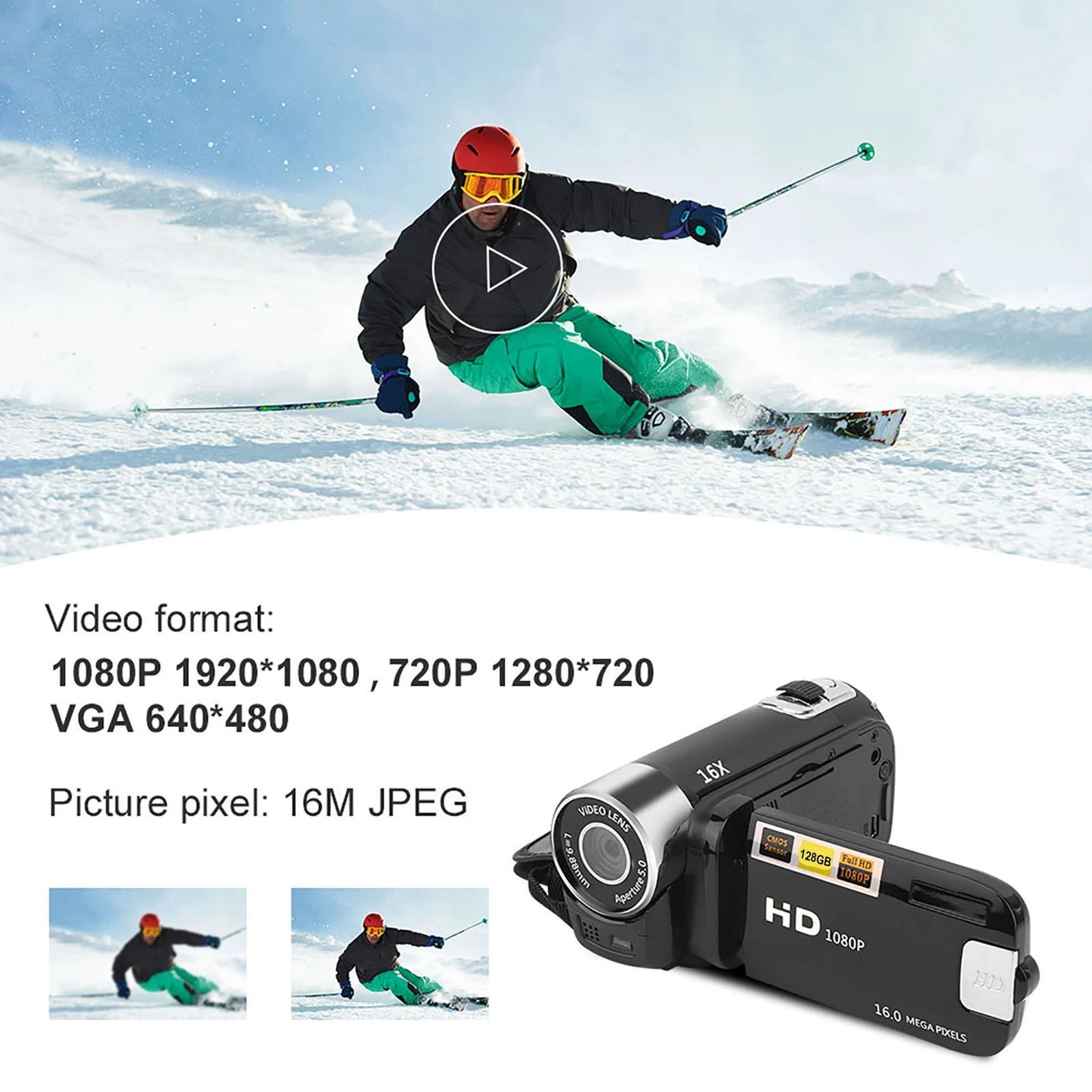 High Definition Camcorder Digital Camcorder Video Recorder 2.4 Inch 16X Digital Zoom for Student Photography Teenagers Kids