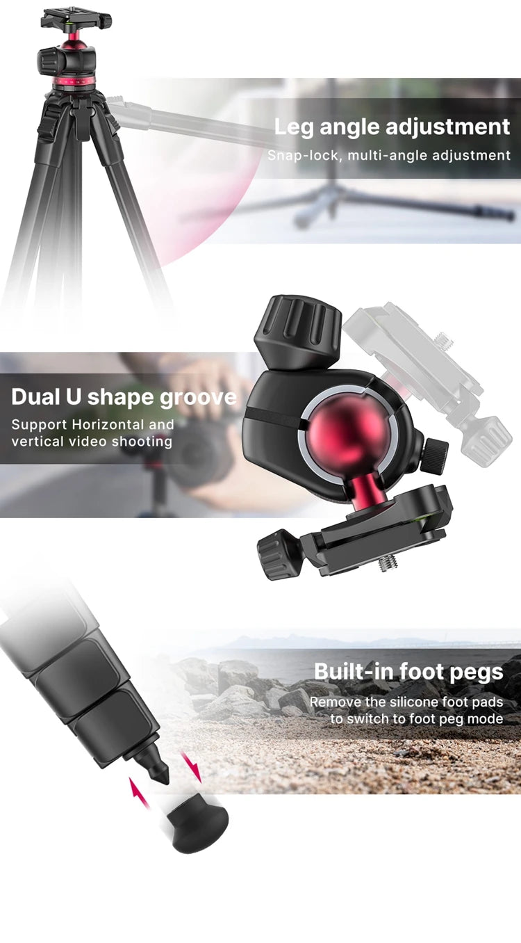 Ulanzi OMBRA Travel Tripod Aluminum Alloy Metal Outdoor Smartphone DSLR Camera Tripod Monopod W Arca Swiss Plate Ball Head